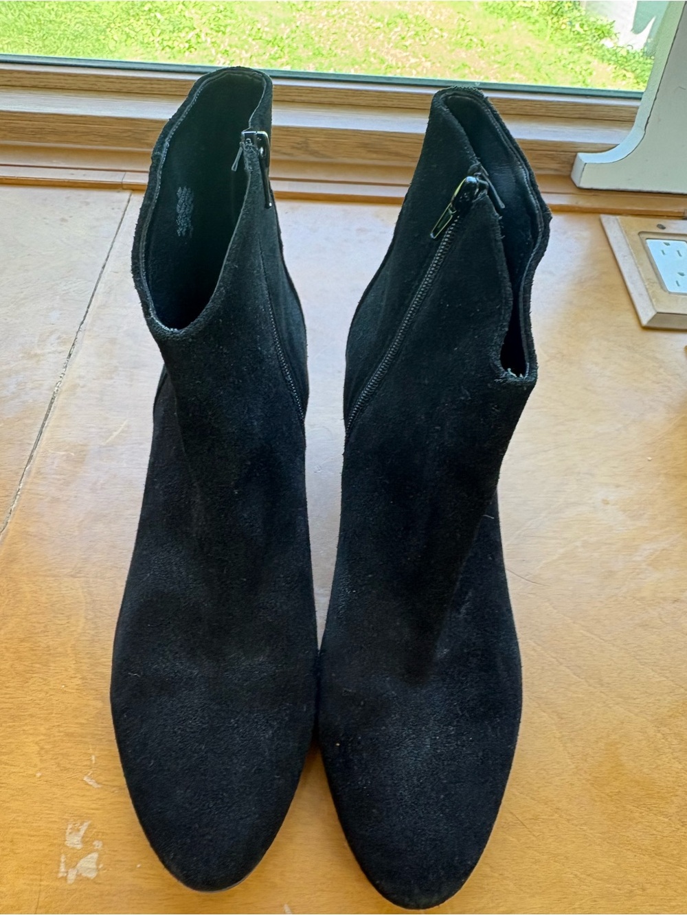 Nine West Black Suede Pointed Toe Ankle Booties with Side Zip